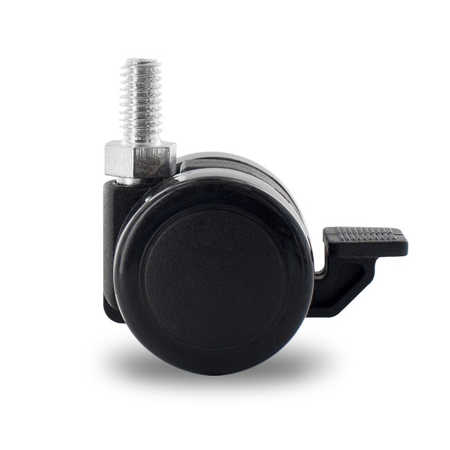 Black Swivel Non Hooded Mity Mite Twin Wheel Furniture Caster | 5/16-18 x 5/8in Long Threaded Stem
