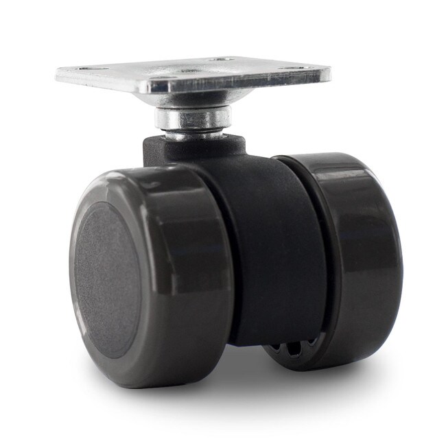 Grey Swivel Non Hooded Mity Mite Twin Wheel Furniture Caster | 1-1/2in Square Top Plate