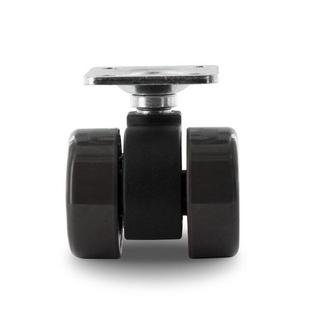Grey Swivel Non Hooded Mity Mite Twin Wheel Furniture Caster | 1-1/2in Square Top Plate