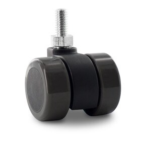 Grey Swivel Non Hooded Mity Mite Twin Wheel Furniture Caster | 5/16-18 x 5/8in Long Threaded Stem