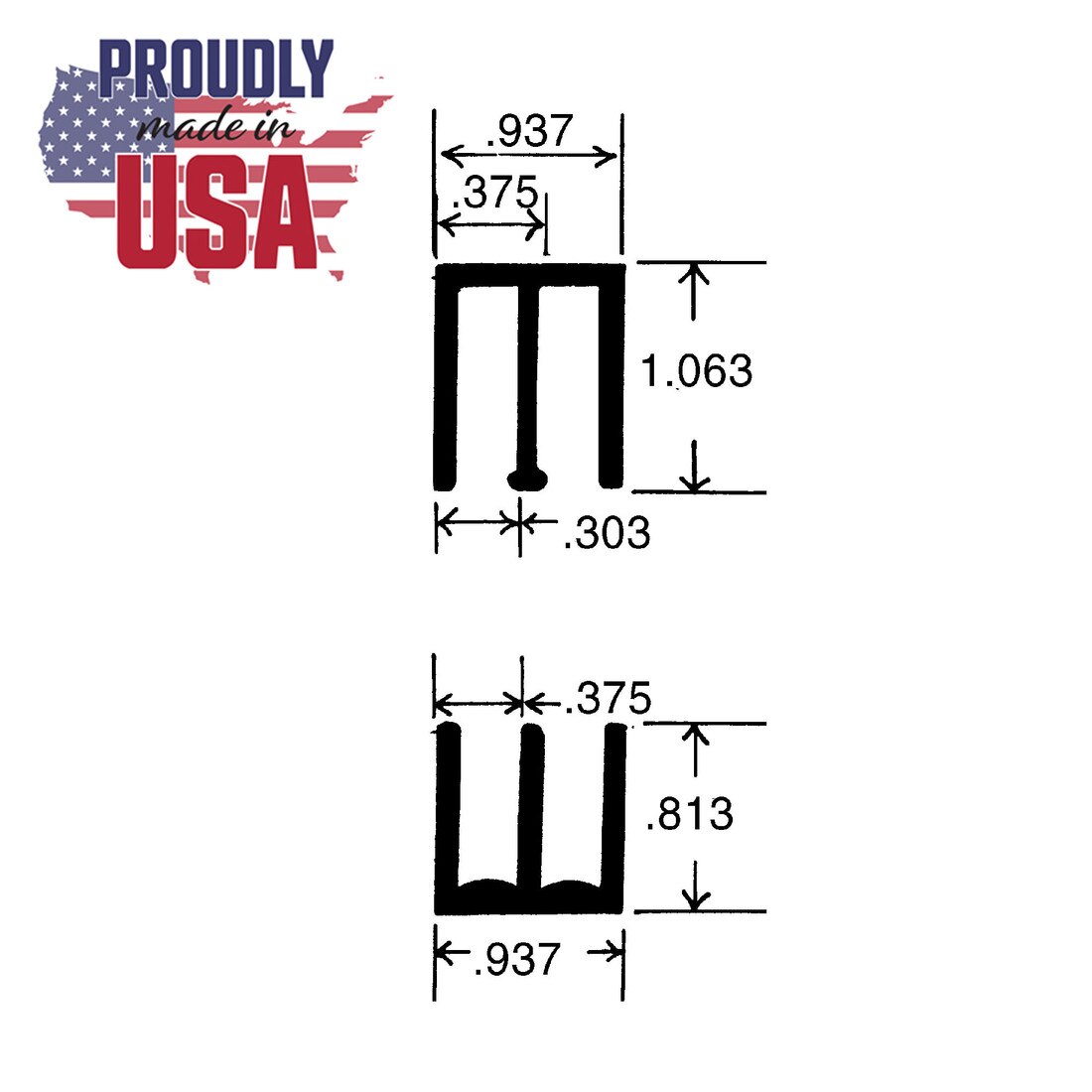 3/8in W | Plastic Miracle Sliding Door Track for 1/4in Glass