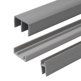 Plastic Miracle Sliding Door Track for 1/4in Glass with Shoe | Silver/Gray Color