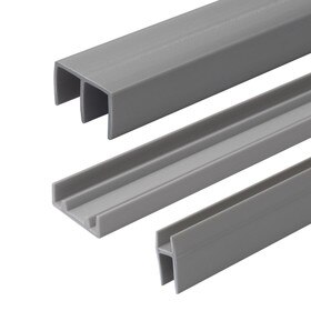 Plastic Miracle Sliding Door Track for 1/4in Glass with Shoe | Silver/Gray Color