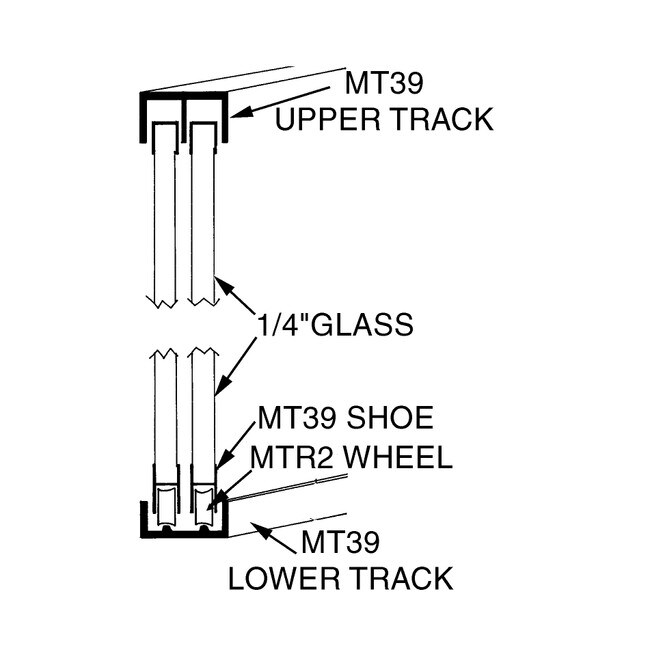 Plastic Miracle Sliding Door Track for 1/4in Glass with Shoe MT39