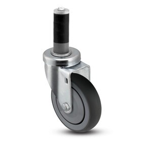 Gray Swivel NSF Series Institutional Caster | Rubber Adaptor For 1-5/8in I.D. Tubing