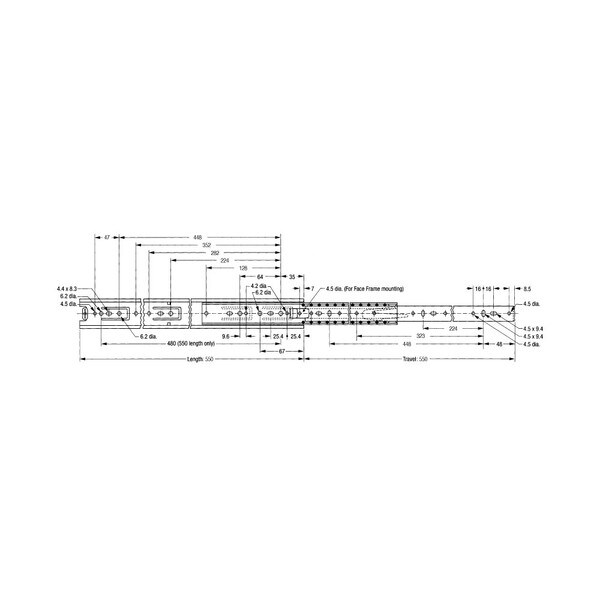 OI-5043S Series | Clear Zinc Cold Rolled Steel | Low Profile Full Extension Drawer Slide