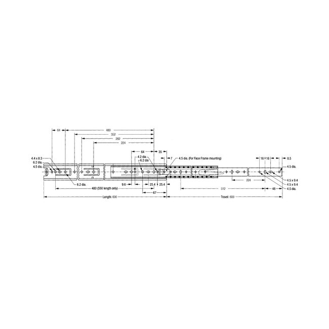 OI-5043 Series | Clear Zinc Cold Rolled Steel | Low Profile Full Extension Drawer Slide