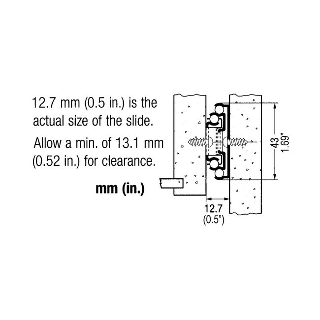 OI-5043S Series | Clear Zinc Cold Rolled Steel | Low Profile Full Extension Drawer Slide