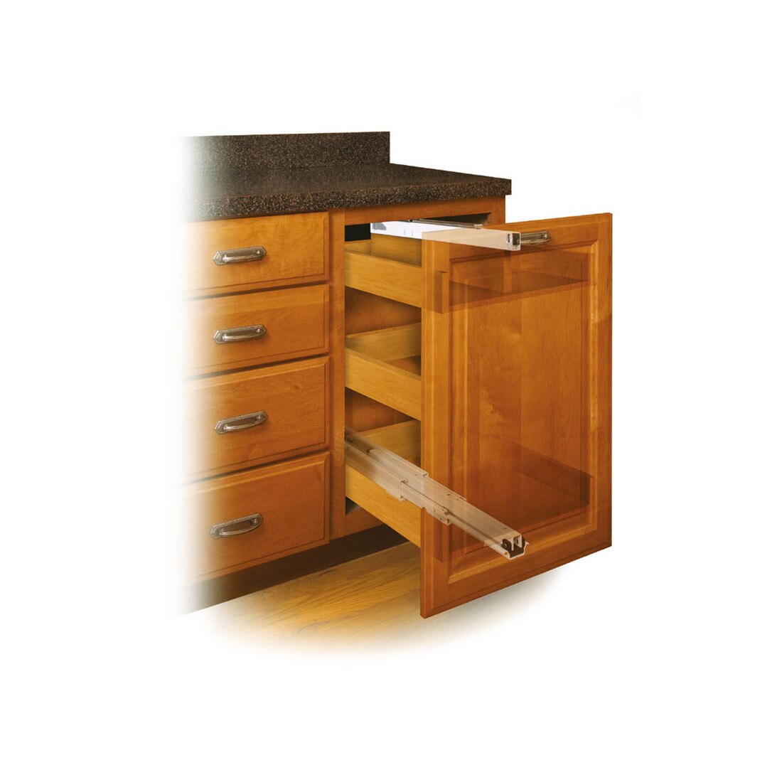 Fulterer OI-775 Series | White Powder Coated Cold Rolled Steel | 175lb. Capacity | Heavy Duty Full Extension Pantry Cabinet Pull-Out Drawer Slide