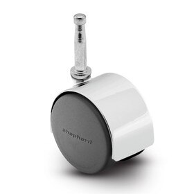 2-3/8in Dia | Swivel Hooded Twin Wheel Caster | 5/16in x 1-1/2in Long Gripneck Stem and Metal Socket