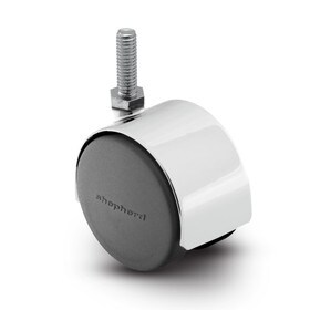 2-3/8in Dia | Swivel Hooded Twin Wheel Caster | 5/16-18 x 1/2in Threaded Stem