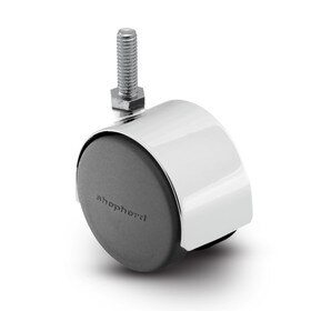 2-3/8in Dia | Swivel Hooded Twin Wheel Caster | 5/16-18 x 1/2in Threaded Stem