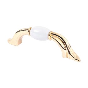 4 3/4"L White Porcelain And Brass Finished Pull C/C 3"