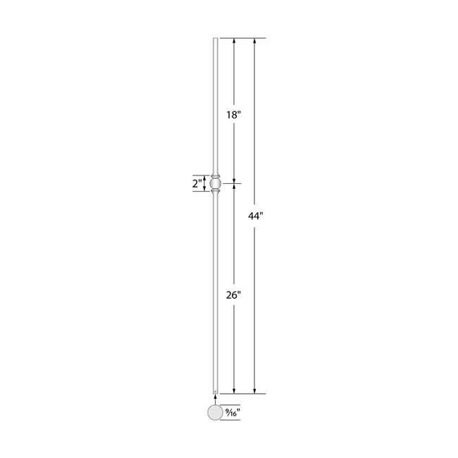Classic Powder Coated Baluster | Solid | Satin Black Finish | Round | 9/16in Round x 44in H | PCB-207 Series