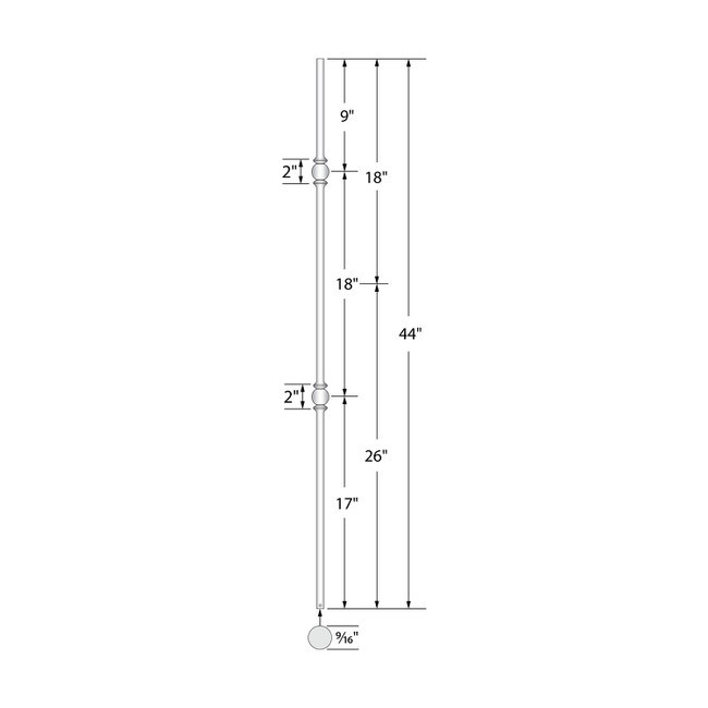 Classic Powder Coated Baluster | Solid | Round | 9/16in Round x 44in H | PCB-208 Series