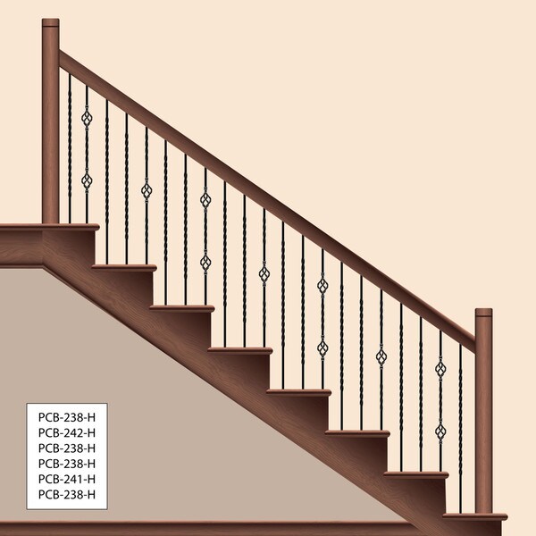 Classic Powder Coated Baluster | Tubular | Twists | 1/2in Sq x 44in H | PCB-238 Series