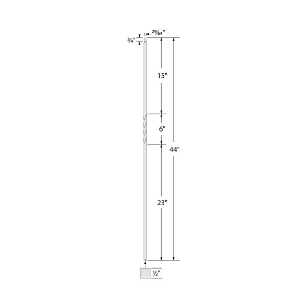 Classic Powder Coated Baluster | Solid | Twists | 1/2in Sq x 44in H | PCB-239 Series