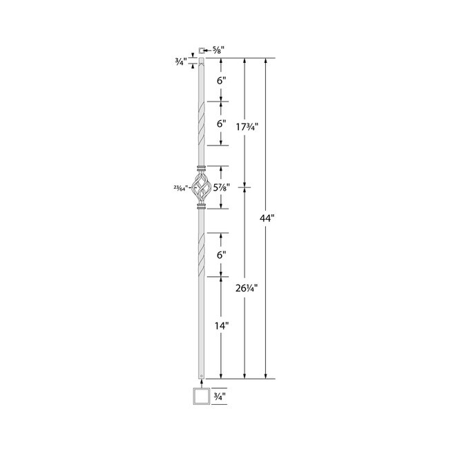 Bold Powder Coated Baluster | Solid | Baskets | 3/4in Sq x 44in H | PCB-241B34 Series