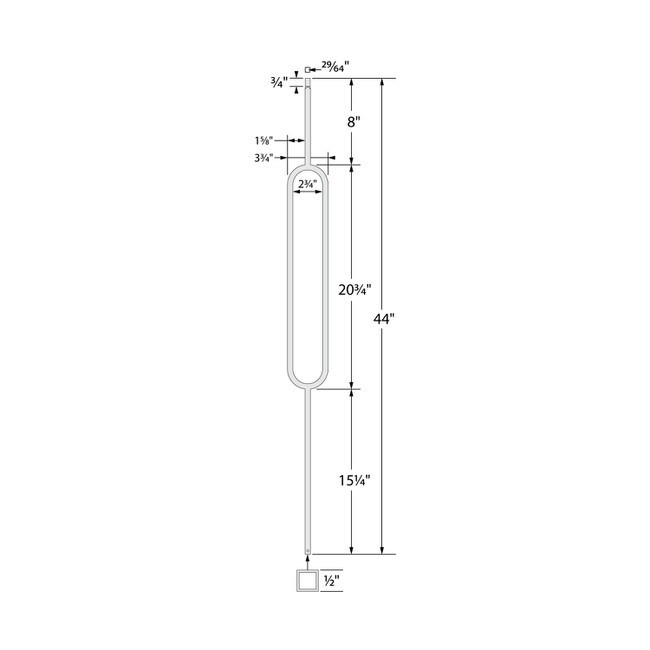 Modern Powder Coated Baluster | Tubular | Ovals | 1/2in Sq x 44in H | PCB-OM2 Series