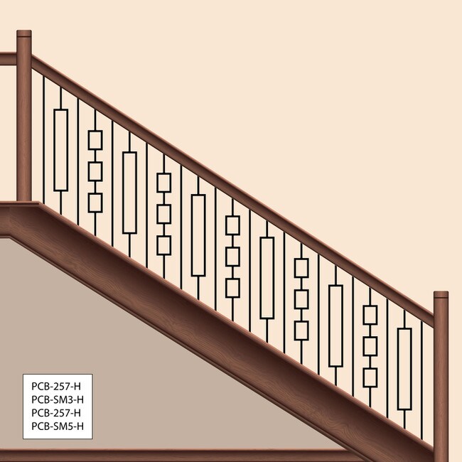 Modern Powder Coated Baluster | Tubular | Rectangles | 1/2in Sq x 44in H | PCB-SM5 Series
