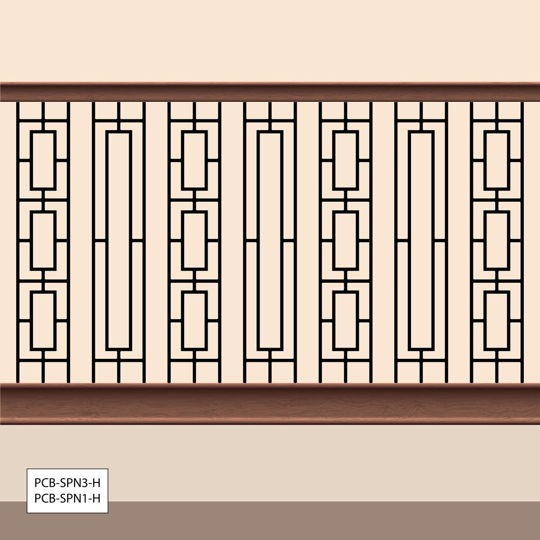 Modern Powder Coated Baluster | Tubular | Rectangles | 1/2in Sq x 44in H | PCB-SPN3 Series