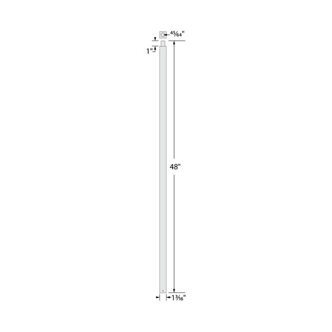 Classic Newel Post for Powder Coated Baluster | Solid | Square Plain Bar | 1-3/16in Sq x 48in H | PCNP-106 Series