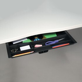 Wide Black Plastic Pencil Drawer With Ball Bearing Slides 19.19" Long x 21.39" Wide x 2.05" Deep