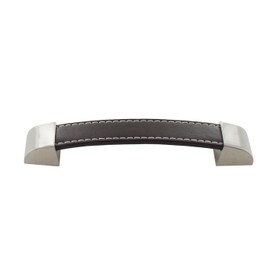 128mm Cc Brown Leather Pull W/ Matte Fittings