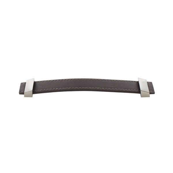 128mm Cc Brown Leather Pull W/ Matte Fittings