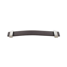 128mm Cc Brown Leather Pull W/ Matte Fittings