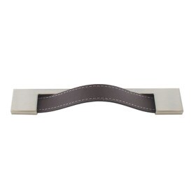 160mm Cc Brown Leather Pull W/ Matte Fittings