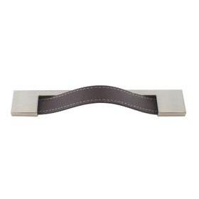 160mm Cc Brown Leather Pull W/ Matte Fittings