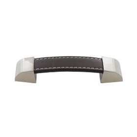 96mm Cc Brown Leather Pull W/ Matte Fittings