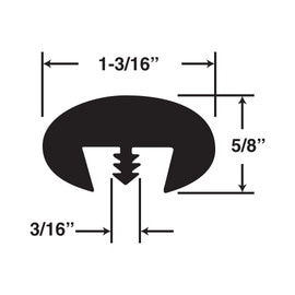 Fits 11/16in and 3/4in Board | Flexible PVC | Glossy Bumper Double Lipped Tee Moulding 50ft Coil