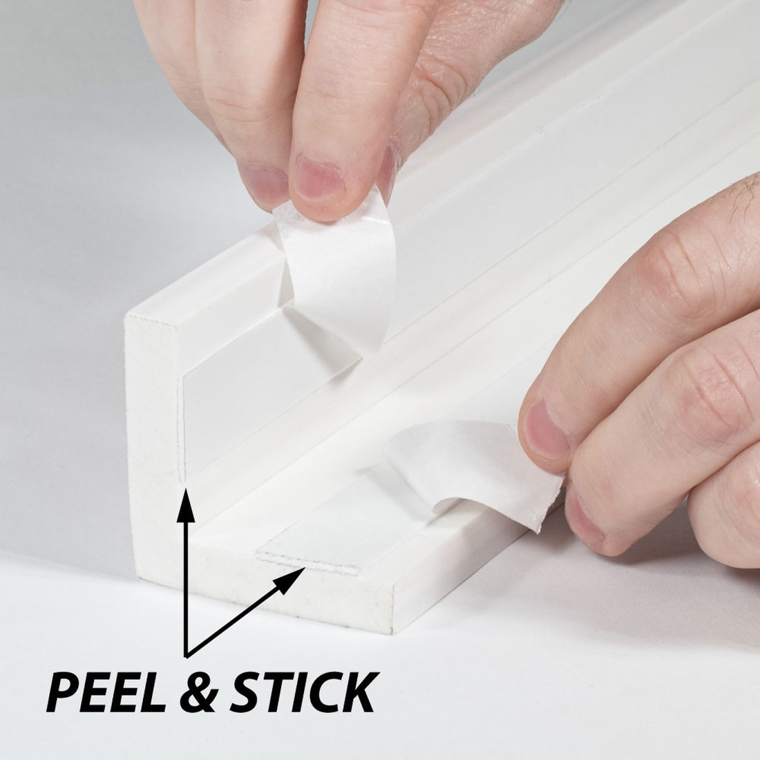 White 1" x 1" Styrene Angle Molding with Double-Sided Adhesive, 8FT – Wall and Corner Protector Strip for Damage Prevention and Edge Trim Applications