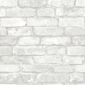 20-1/2" High Brick White Peel and Stick Wallpaper 18' Roll