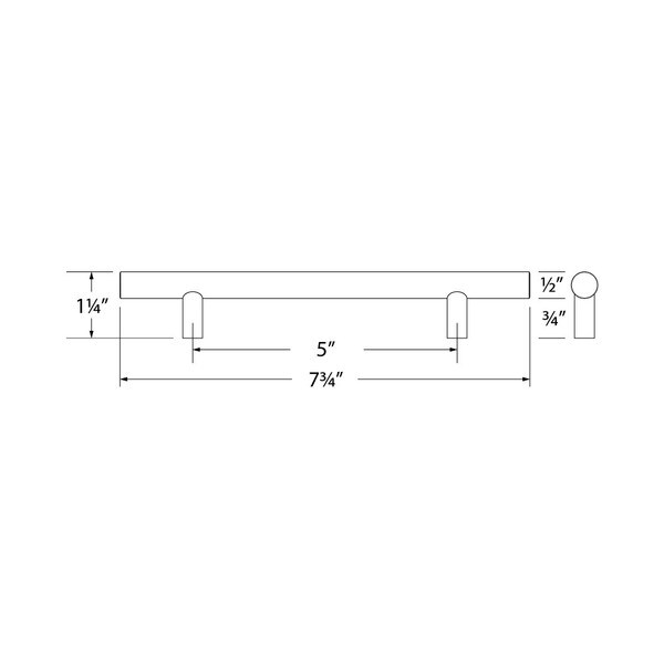 128 mm (5") Steel Bar Pull Matte Black Finish 7-3/4" Long