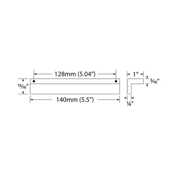 128mm Cc (5.04") Aluminum Pull Overall 140 Mm (5.50")