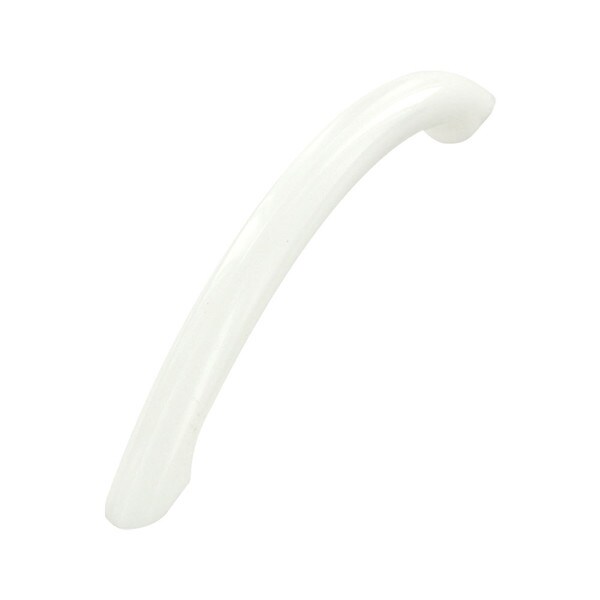 White Plastic Drawer Pull With 3 3/4" Hole Centers