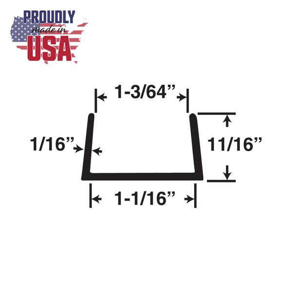 1-1/16in | Rigid Styrene | U Channel Moulding