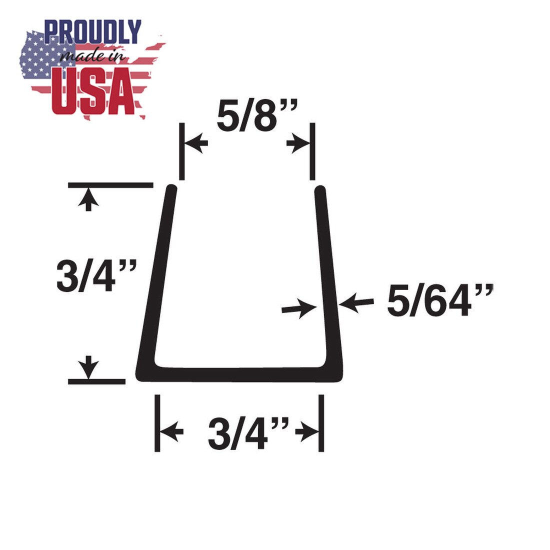 3/4in | Rigid Styrene | U Channel Moulding | R104-569 Series
