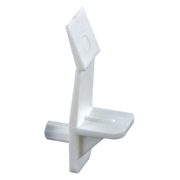 1/2in W x 1-5/8in Long | White Locking Shelf Rest with 5mm Pin | For 5/8in Shelf Thickness | R25-244-625 Series