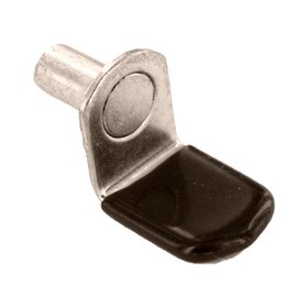 3/4in W x 1-1/4in Long | Metal Shelf Rest with 5mm Pin and Brown Plastic Sleeve