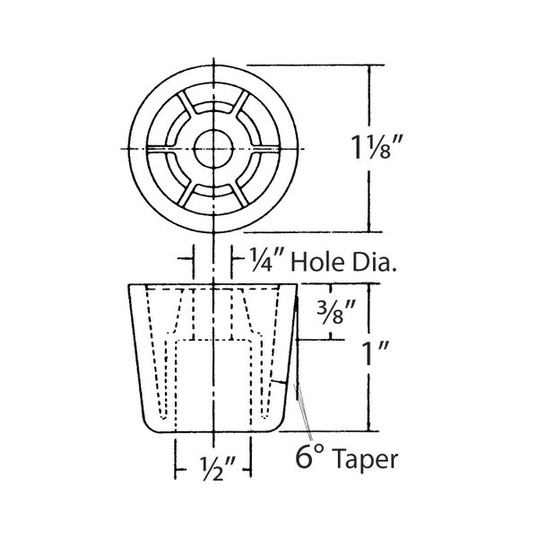 1-1/8in | Black Round Case Feet | R29-144
