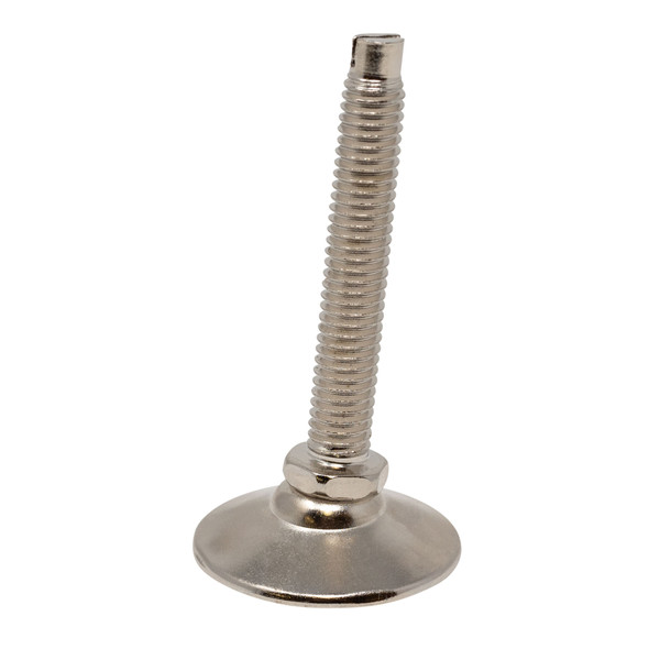 3/8-16 | Slotted Bolt Swivel | 1-1/2in Dia x 5/8in H Nickel Plated Shell with White Nylon Hex Base | Monaco Leveler
