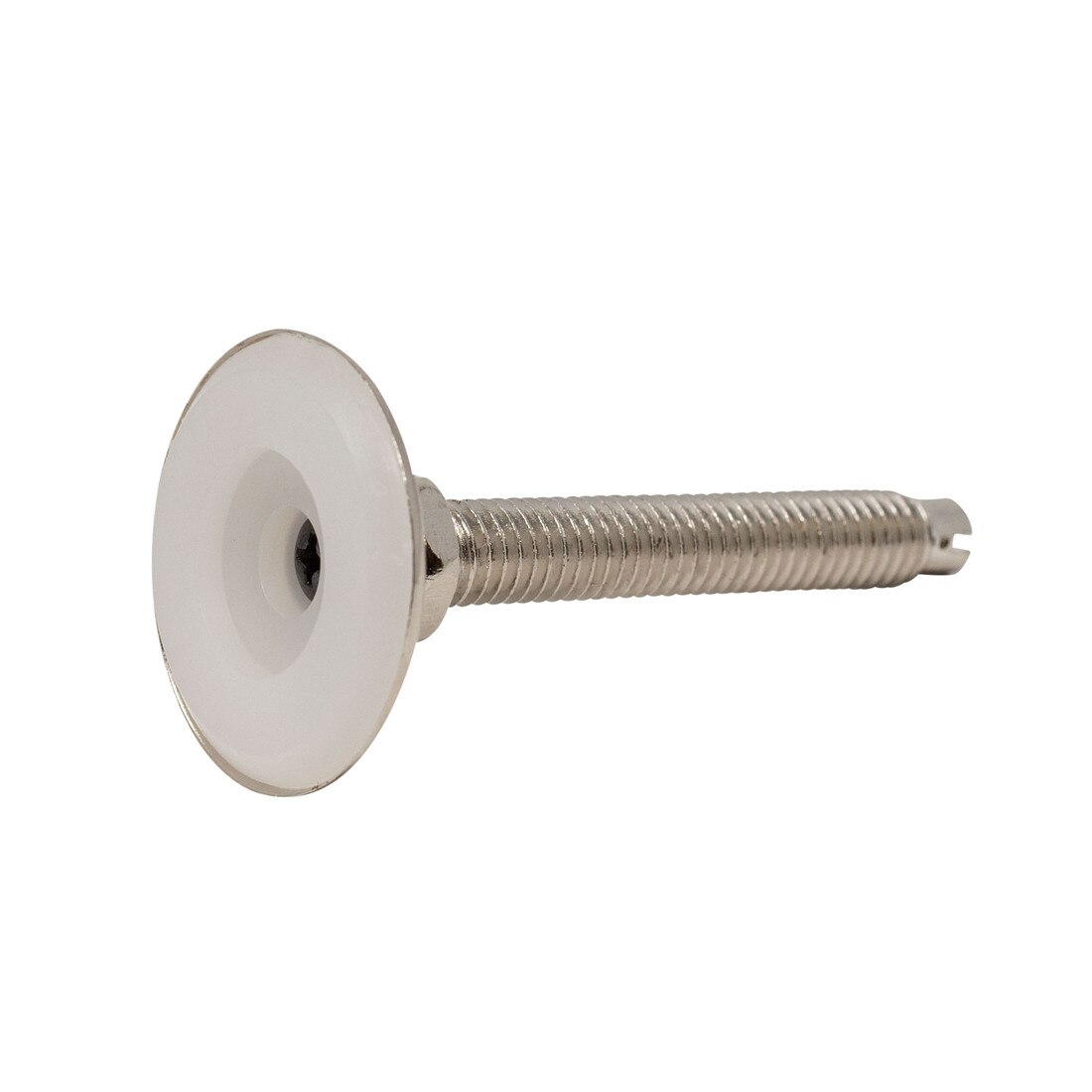 3/8-16 | Slotted Bolt Swivel | 1-1/2in Dia x 5/8in H Nickel Plated Shell with White Nylon Hex Base | Monaco Leveler