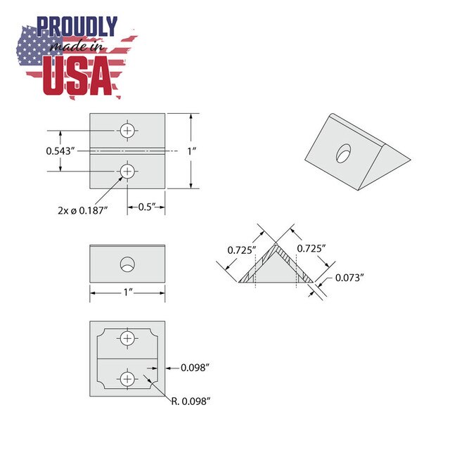 3/4" x 3/4" x 1" White Corner Bracket