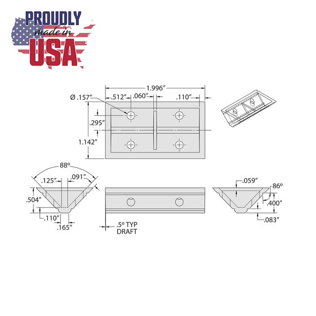 2" x 1/2" x 1/2" White Corner Bracket