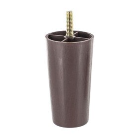 4in H | Textured Brown Polyethylene Plastic | Furniture Leg With 5/16-18 x 1in Long Bolt
