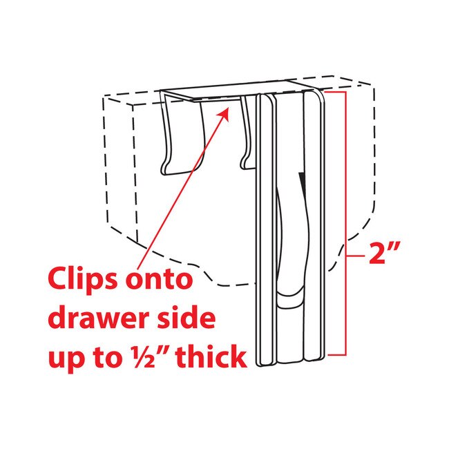 2in H x 1/2in W Black | Hanging Drawer Divider Clip
